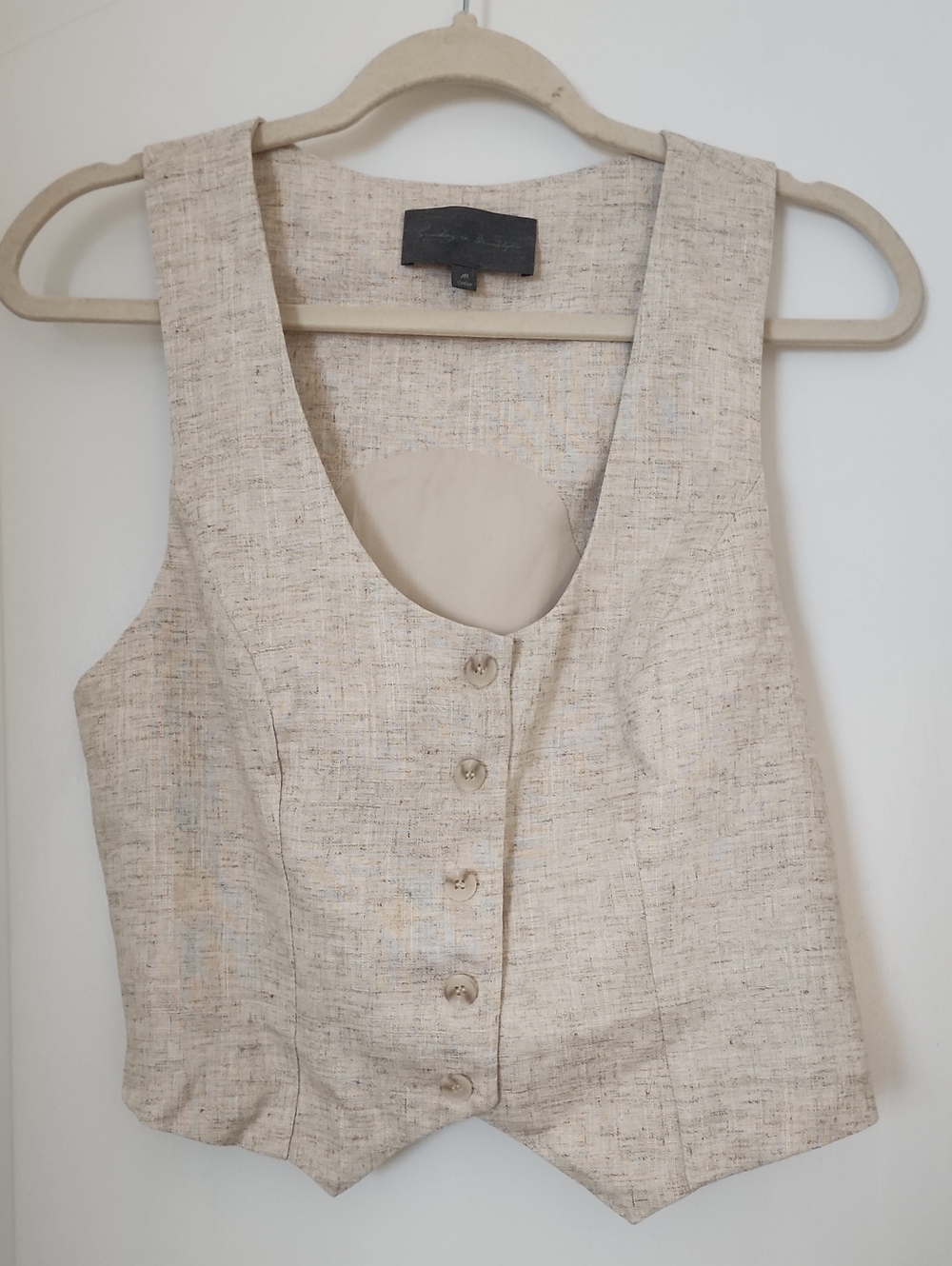 Sunday in Brooklyn Natural Cream Textured Button Vest